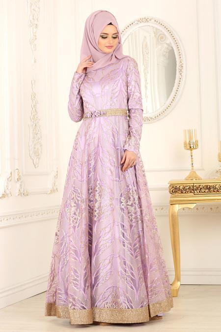 Evening Dresses - Lila Hijab Dress 4304LILA - 1