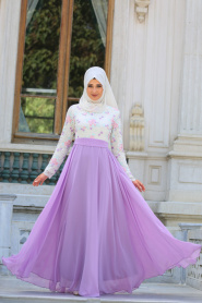 Evening Dresses - Lila Hijab Dress 7617LILA - Thumbnail