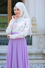 Evening Dresses - Lila Hijab Dress 7617LILA - Thumbnail