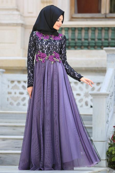 Evening Dresses - Lila Hijab Evening Dress 7531LILA - 2