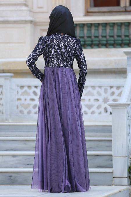 Evening Dresses - Lila Hijab Evening Dress 7531LILA - 3