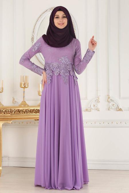 Evening Dresses - Lila Hijab Evening Dress 7601LILA - 2
