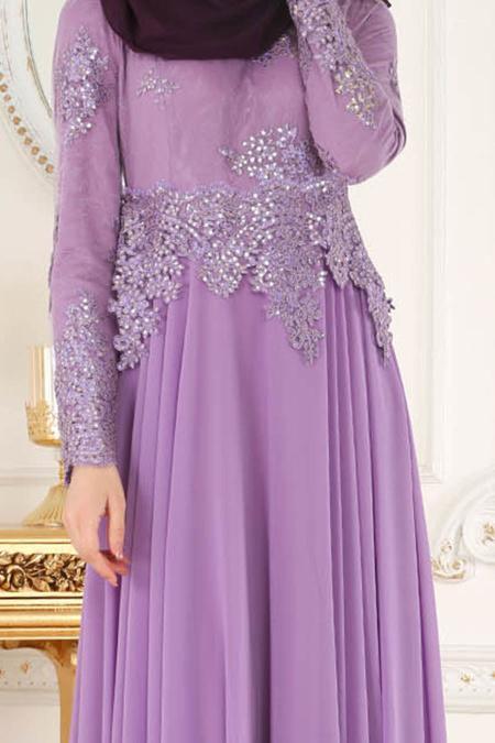 Evening Dresses - Lila Hijab Evening Dress 7601LILA - 4