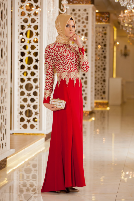 Evening Dresses - Mahogany Hijab Dress 2165BR