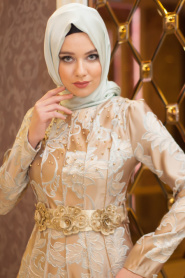 Evening Dresses - Mink Hijab Dress 7373V - Thumbnail
