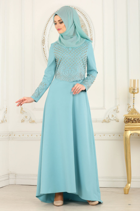 Evening Dresses - Mint Hijab Dress 20070MINT