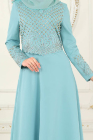 Evening Dresses - Mint Hijab Dress 20070MINT - Thumbnail
