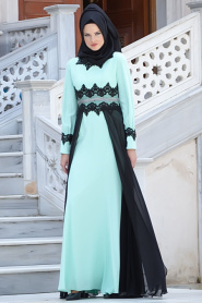 Evening Dresses - Mint Hijab Dress 2076MINT - Thumbnail