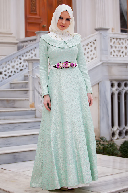 Evening Dresses - Mint Hijab Dress 2223MINT