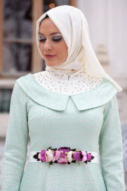 Evening Dresses - Mint Hijab Dress 2223MINT - Thumbnail