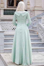 Evening Dresses - Mint Hijab Dress 2223MINT - Thumbnail