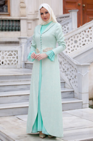 Evening Dresses - Mint Hijab Dress 2225MINT - Thumbnail