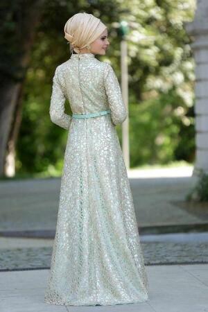 Evening Dresses - Mint Hijab Dress 2226MINT - 3