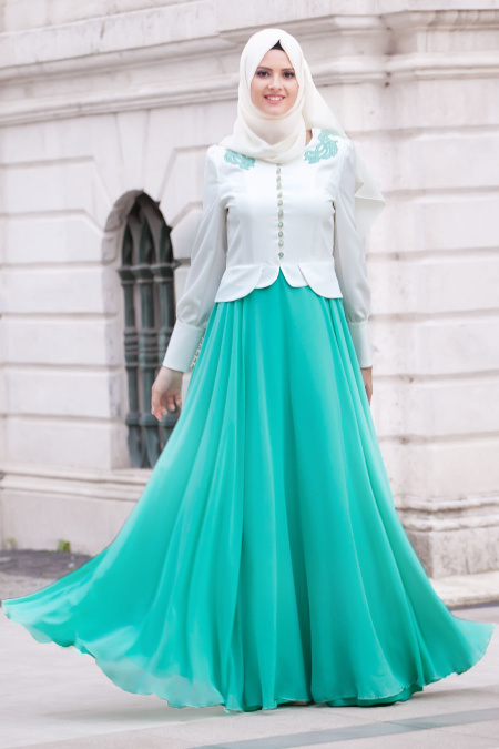 Evening Dresses -Mint Hijab Dress 3053MINT