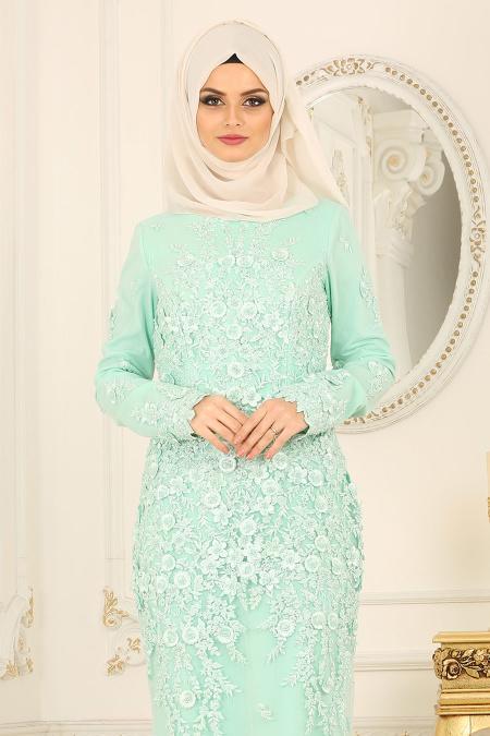 Evening Dresses - Mint Hijab Dress 44950MINT - 2