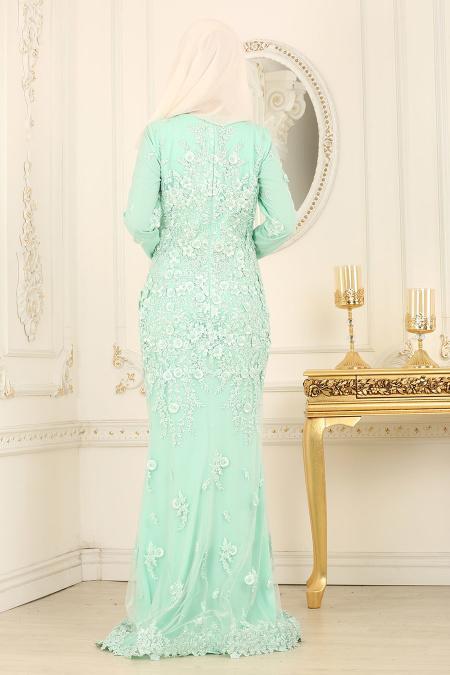 Evening Dresses - Mint Hijab Dress 44950MINT - 3