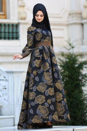 Evening Dresses - Mustard Hijab Dress 20870HR - 1