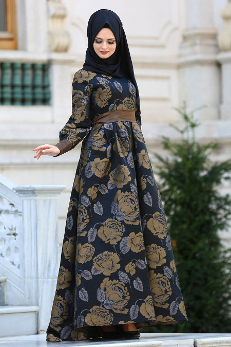 Evening Dresses - Mustard Hijab Dress 20870HR