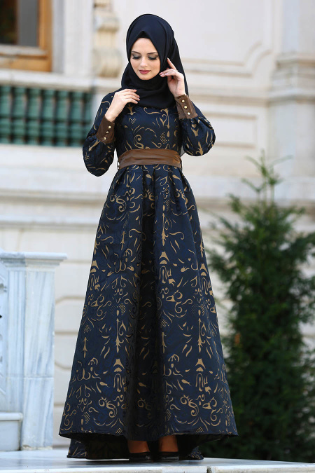 Evening Dresses - Mustard Hijab Dress 2087HR
