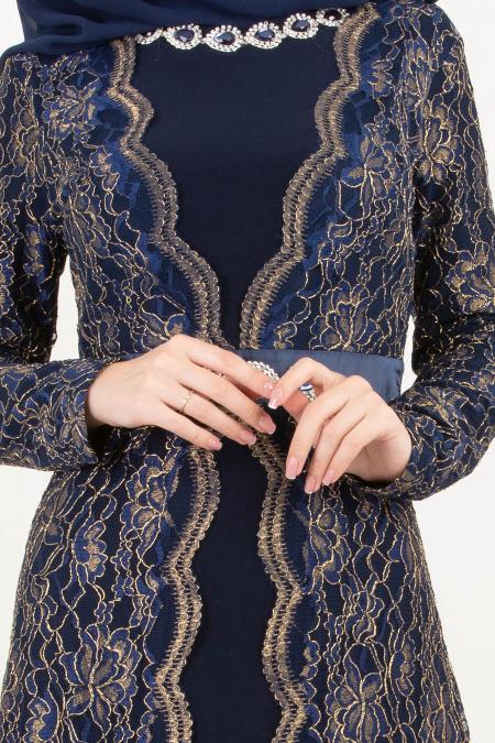 -Evening Dresses - Navy Blue Evening Dresses 80640L - 2