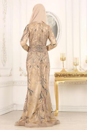 Evening Dresses - Petrol Blue Hijab Dress 44870PM - 3