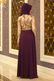Evening Dresses - Plum Color Hijab Dress 2221MU - Thumbnail