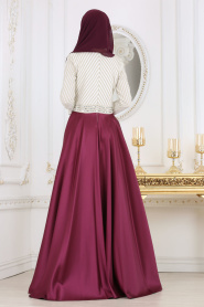 Evening Dresses - Plum Color Hijab Dress 4387MU - Thumbnail