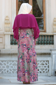 Evening Dresses - Plum Color Hijab Dress 7648MU - Thumbnail