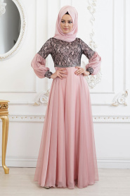 Evening Dresses - Powder Pink Evening Dresses 8241PD - Thumbnail