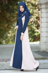 Evening Dresses - Powder Pink Hijab Dress 2182PD - Thumbnail