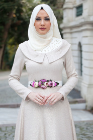 Evening Dresses - Powder Pink Hijab Dress 2223PD - Thumbnail