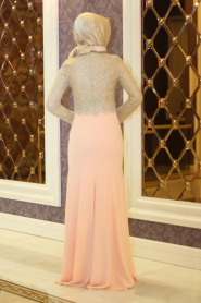 Evening Dresses - Powder Pink Hijab Dress 3364PD - Thumbnail