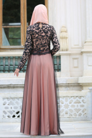 Evening Dresses - Powder Pink Hijab Dress 7727PD - Thumbnail