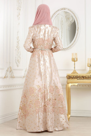 Evening Dresses - Powder Pink Hijab Dress 8158PD - Thumbnail