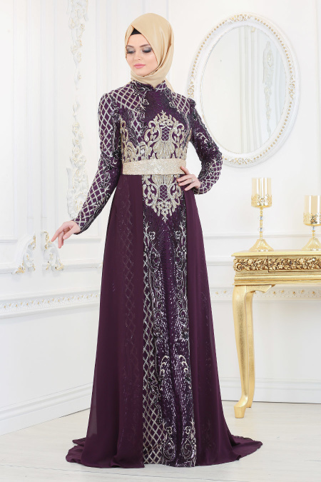 Evening Dresses - Purple Evening Dress 7553MOR