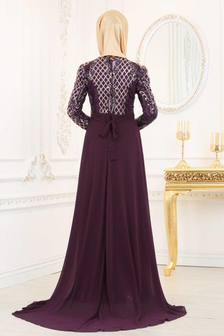 Evening Dresses - Purple Evening Dress 7553MOR - 3