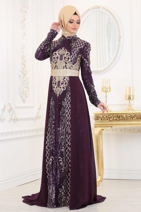 Evening Dresses - Purple Evening Dress 7553MOR - 2