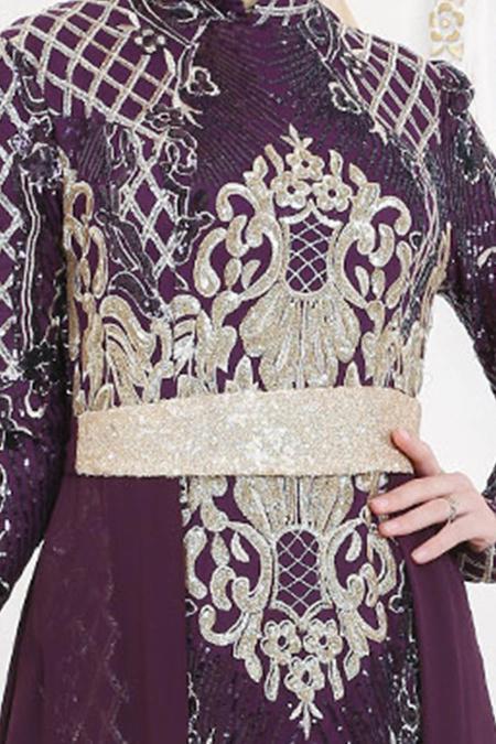 Evening Dresses - Purple Evening Dress 7553MOR - 4