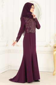 Evening Dresses - Purple Hijab Dress 20110MOR - Thumbnail