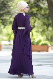 Evening Dresses - Purple Hijab Dress 2133MOR - Thumbnail