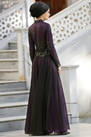 Evening Dresses - Purple Hijab Dress 2150MOR - Thumbnail