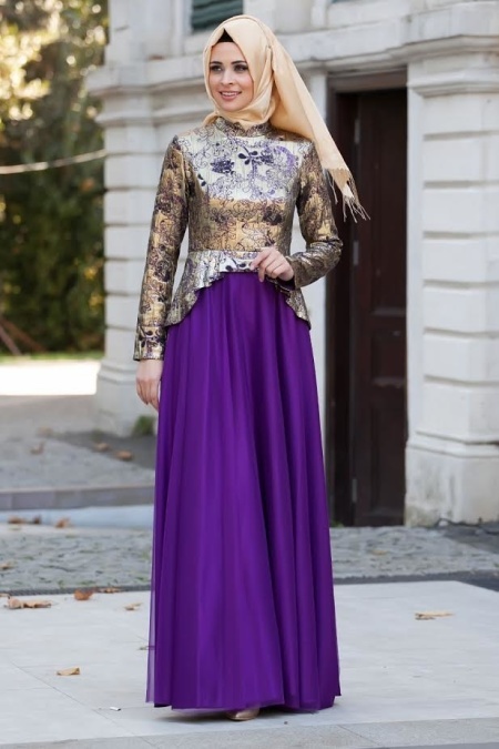 Evening Dresses - Purple Hijab Dress 2244MOR