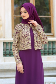 Evening Dresses - Purple Hijab Dress 2943MOR - Thumbnail