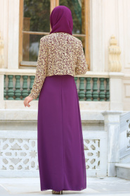 Evening Dresses - Purple Hijab Dress 2943MOR - Thumbnail