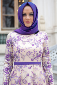 Evening Dresses - Purple Hijab Dress 4264MOR - Thumbnail