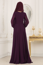 Evening Dresses - Purple Hijab Dress 4361MOR - Thumbnail