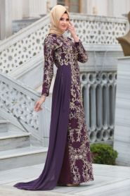 Evening Dresses - Purple Hijab Dress 6320MOR - Thumbnail