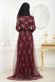 Evening Dresses - Purple Hijab Dress 6370MOR - Thumbnail