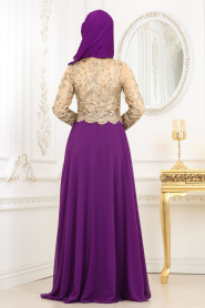 Evening Dresses - Purple Hijab Dress 7565MOR - Thumbnail