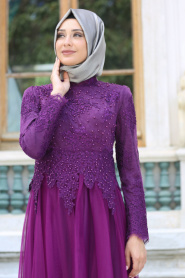 Evening Dresses - Purple Hijab Dress 7691MOR - Thumbnail